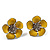 Yellow Enamel Floral Stud Earrings (Silver Tone) - 3cm Diameter - view 7