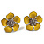 Yellow Enamel Floral Stud Earrings (Silver Tone) - 3cm Diameter - view 8