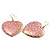 Large Pink Hammered Heart Drop Earrings (Gold Tone) - 6.5cm Length - view 5