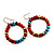 Multicoloured Wood Hoop Earrings - 3.5cm Diameter - view 5