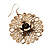 Gold Filigree Rose Drop Earrings - 4.5cm Diameter - view 2