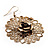 Gold Filigree Rose Drop Earrings - 4.5cm Diameter - view 5