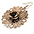 Gold Filigree Rose Drop Earrings - 4.5cm Diameter - view 3