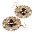 Gold Filigree Rose Drop Earrings - 4.5cm Diameter - view 4