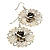 Gold Filigree Rose Drop Earrings - 4.5cm Diameter - view 8
