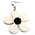 Large Black And White Acrylic Daisy Drop Earrings - 5cm Diameter - view 5