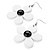 Large Black And White Acrylic Daisy Drop Earrings - 5cm Diameter - view 2