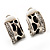 Small C-Shape Diamante Animal Print Clip On Earrings (Silver Tone) - view 7