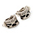 Small C-Shape Diamante Animal Print Clip On Earrings (Silver Tone) - view 8