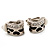 Small C-Shape Diamante Animal Print Clip On Earrings (Silver Tone) - view 9