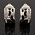 Small C-Shape Diamante Animal Print Clip On Earrings (Silver Tone)