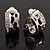 Small C-Shape Diamante Animal Print Clip On Earrings (Silver Tone) - view 2