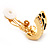 Small C-Shape Diamante Animal Print Clip On Earrings (Gold Tone) - view 5