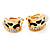 Small C-Shape Diamante Animal Print Clip On Earrings (Gold Tone) - view 11