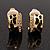 Small C-Shape Diamante Animal Print Clip On Earrings (Gold Tone) - view 7