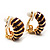 Small C-Shape Stripy Purple Enamel Clip On Earrings (Gold Tone) - view 2