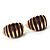 Small C-Shape Stripy Purple Enamel Clip On Earrings (Gold Tone) - view 4