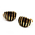 Small C-Shape Stripy Black Enamel Clip On Earrings (Gold Tone) - view 6