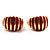 Small C-Shape Stripy Red Enamel Clip On Earrings (Gold Tone) - view 5