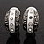 Small C-Shape Greek Style White Enamel Clip On Earrings (Silver Tone) - view 7