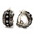 Small C-Shape Greek Style Black Enamel Clip On Earrings (Silver Tone) - view 3