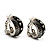 Small C-Shape Greek Style Black Enamel Clip On Earrings (Silver Tone) - view 4