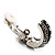 Small C-Shape Greek Style Black Enamel Clip On Earrings (Silver Tone) - view 5