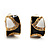 Small C-Shape 'Leaf' Black&White Enamel Diamante Clip On Earrings (Gold Tone)