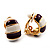 Small C-Shape Stripy Purple & White Enamel Clip On Earrings (Gold Tone) - view 6