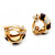 Small C-Shape Stripy Purple & White Enamel Clip On Earrings (Gold Tone) - view 8
