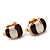 Small C-Shape Stripy Purple & White Enamel Clip On Earrings (Gold Tone) - view 4