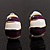 Small C-Shape Stripy Purple & White Enamel Clip On Earrings (Gold Tone) - view 2
