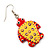 Funky Wooden Turtle Drop Earrings (Orange & Yellow ) - 4.5cm Length - view 2