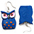 Dark Blue Wood Owl Drop Earrings - 4.5cm Length - view 2