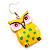 Bright Yellow Wood Owl Drop Earrings - 4.5cm Length - view 3