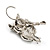 Silver Tone Crystal Owl Drop Earrings - view 5