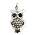 Silver Tone Crystal Owl Drop Earrings - view 3