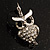 Silver Tone Crystal Owl Drop Earrings - view 9