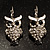 Silver Tone Crystal Owl Drop Earrings - view 2