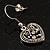 Marcasite Crystal Heart Drop Earrings - 3.5cm Length - view 7
