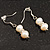 Small White Freshwater Pearl Crystal Drop Earrings (Silver Tone) - 3cm Length - view 6
