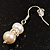 Small White Freshwater Pearl Crystal Drop Earrings (Silver Tone) - 3cm Length - view 5