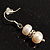Small White Freshwater Pearl Crystal Drop Earrings (Silver Tone) - 3cm Length - view 2