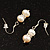Small White Freshwater Pearl Crystal Drop Earrings (Silver Tone) - 3cm Length - view 3