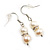 Small White Freshwater Pearl Crystal Drop Earrings (Silver Tone) - 3cm Length - view 4