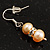 Small Light Cream Freshwater Pearl Crystal Drop Earrings (Silver Tone) - 3cm Length - view 7