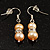 Small Light Cream Freshwater Pearl Crystal Drop Earrings (Silver Tone) - 3cm Length - view 6