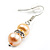 Small Light Cream Freshwater Pearl Crystal Drop Earrings (Silver Tone) - 3cm Length - view 2