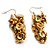 Gold Tone Floral Cluster Drop Earrings - 5.5cm Length - view 1