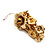 Gold Tone Floral Cluster Drop Earrings - 5.5cm Length - view 5